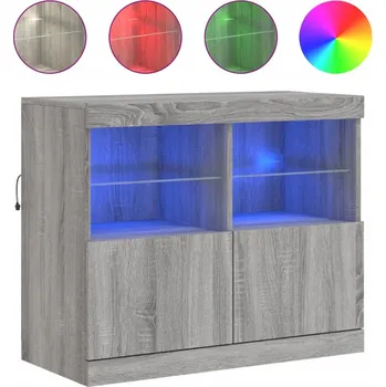 Komoda Moderní komoda s RGB LED osvětlením, šedý dub sonoma, 81 x 37 x 67 cm