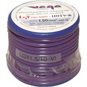 elektrický kabel Kabel LGY/H05V-K 1,50 mm2 10 m Fialový