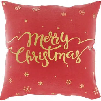 Povlak na dekorativní polštářek DEKORAČNÍ VÁNOČNÍ POVLAK NA POLŠTÁŘ 45X45 SNOW ČERVENÉ + ZLATÉ