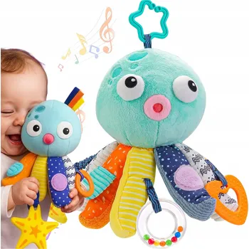 SENZORICKÁ HRAČKA KONTRASTNÍ ZÁVĚSKA NA KOČÁREK S HRACÍ SKŘÍŇKOU A ZRCÁTKEM