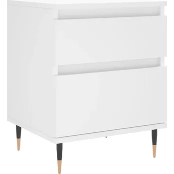 Noční stolek Bílá noční stolek 40 x 35 x 50 cm s kovovými nožičkami