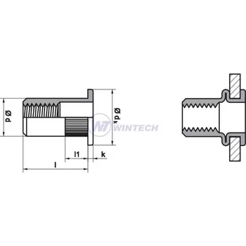 Matice WINTECH Nýtovací matice s plochou hlavou M5, Al Balení: 250 ks FNAS005003A1K