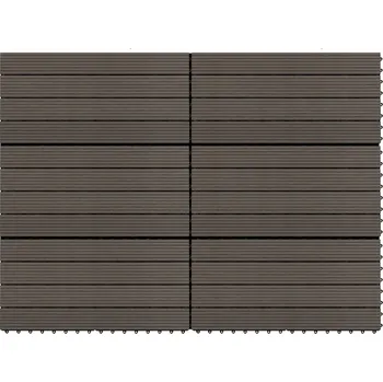 Venkovní dlažba WPC terasové dlaždice 60x30 cm, 1,08 m2, tmavě hnědá, 6 ks