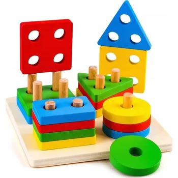 Dřevěná hračka Montessori Dřevěná skládačka pro děti od 18 měsíců – třídění tvarů