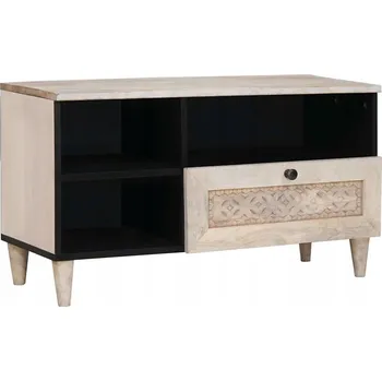 Televizní stolek TV stolky se zásuvkou a policí, bílé, 80 x 33 x 46 cm