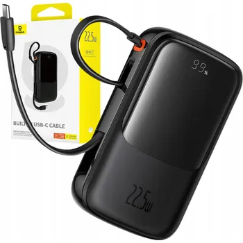Powerbanka Powerbank Baseus Qpow Pro+ 10000mAh 22.5W s vestavěným USB-C kabelem a displejem