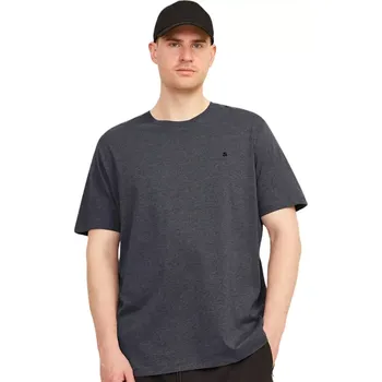 Oblečení a móda Pánské velké jednobarevné tričko Jack & Jones s krátkým rukávem 12253778 tmavě šedé (7XL)