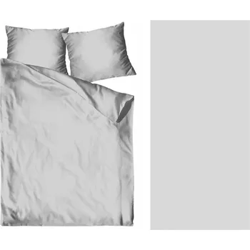 Povlečení POVLEČENÍ MAKO SATÉN PREMIUM 220X200 BAVLNĚNÝ SATÉN SVĚTLE ŠEDÉ GRENO