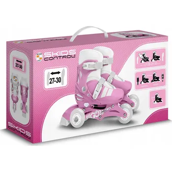 KOLEČKOVÉ BRUSLE KOLEČKOVÉ BRUSLE 2v1 ROLKO-KOLEČKOVÉ BRUSLE NASTAVITELNÉ 27-30 PRO DĚTI RŮŽOVÉ