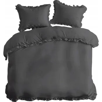 Povlečení JEDNOBAREVNÉ LOŽNÍ POVLEČENÍ S VOLANKY Detexpol 220x200CM 100% BAVLNA GRAFIT