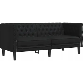 Pohovka Černá dvoumístná pohovka Chesterfield 174x74,5x70,5 cm umělá kůže