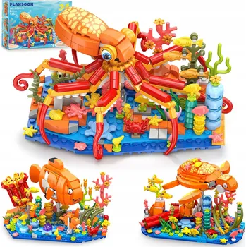 ostatní stavebnice STAVEBNICE MOŘSKÝCH ŽIVOČICHŮ FIGURKY CHOBOTNICE ŽELVA RYBA 493 dílů