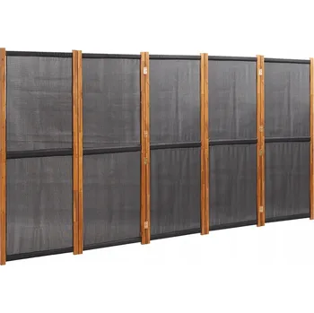 Paraván Paraván skládací dřevěný 350x180 cm, černý