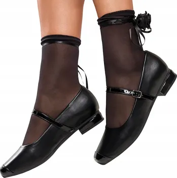 Dámské baleríny BALERÍNY Dámské Černé Pásek Mary Jane Nízký Podpatek KOŽENÁ VLOŽKA vel 40