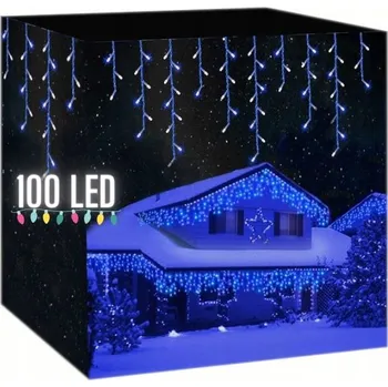 Vánoce SVĚTELNÝ ZÁVĚS 100 LED Rampouchy MODRÉ SVĚTÝLKA PROGRAMÁTOR 8 FUNKCÍ