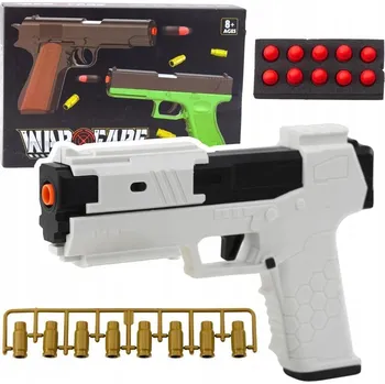 Hračka Pistole na Pěnové Náboje s Vystřelovacími Nábojnicemi - Bílá
