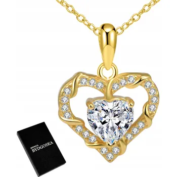 Náhrdelník POZLACENÝ STŘÍBRNÝ NÁHRDELNÍK 925 SRDCE PRO ŽENU