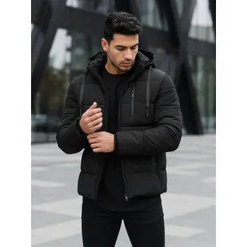 Pánská casual bunda Dstreet Trendy černá bunda na zimu s kapucí