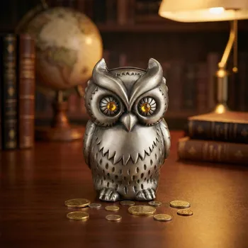 Pokladnička Pokladnička ve tvaru sovy 11,5 cm cín