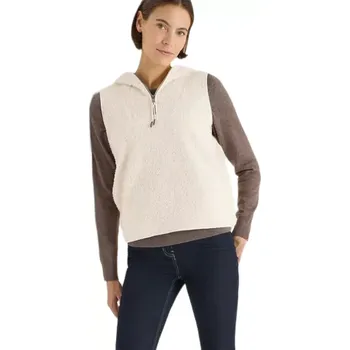 Dámská vesta Dámská teddy vesta s kapucí a troyer zipem Cecil 220303 cream velikost XL