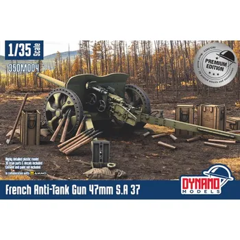 Plastikový model Dynamo models 1/35 French Anti-Tank Gun 47mm S.A 37 Premium