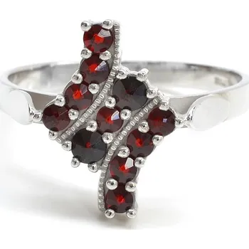 Prsten Stříbrný prsten český granát Opium - 49, Rhodiování