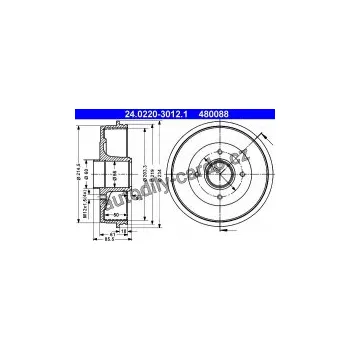 Brzdový buben Brzdový buben ATE 24.0220-3012 (AT 480088) - RENAULT