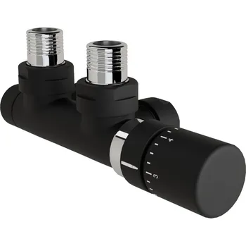 Zehnder Armatura Zehnder rohová 1/2", s termostatickou hlavicí Design Line vpravo, Set P, RAL 0557 black matt, Z-839419-0557 Z-839419-0557