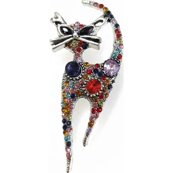 Brož Barevná brož kočka Swarovski Catelia