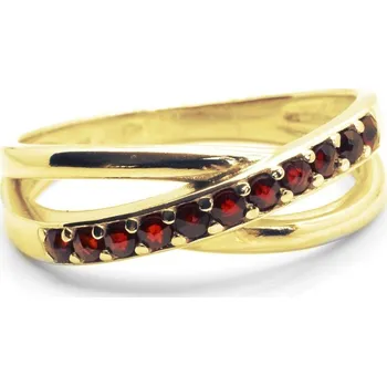 Prsten Stříbrný prsten elegant český granát - 49, Zlacení