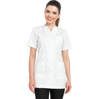 Zdravotnický oděv Dámský kosmetický lékařský plášť s bílým lemováním, bílá zástěra (46)