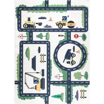 Dětský kusový koberec Bambino 2223 Streets cars cream - doprava zdarma