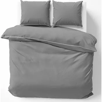 Povlečení Detexpol Povlečení saténové s lemováním makosatén Pure šedé 180x200cm