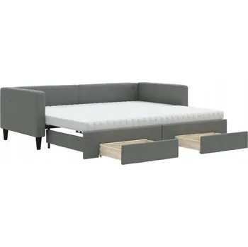 Zahradní lehátko Rozkládací lenoška 2 v 1 tmavě šedá se zásuvkami, 223 x 100 x 68 cm