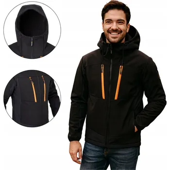 Pánská softshellová bunda PÁNSKÁ SOFTSHELLOVÁ BUNDA S KAPUCÍ ZATEPLENÁ FLEECEM, SPORTOVNÍ BUNDA vel. M