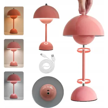 Lampička PŘENOSNÁ BEZDRÁTOVÁ STOLNÍ LAMPA HŘÍBEK 24 LED, 3 BARVY SVĚTLA