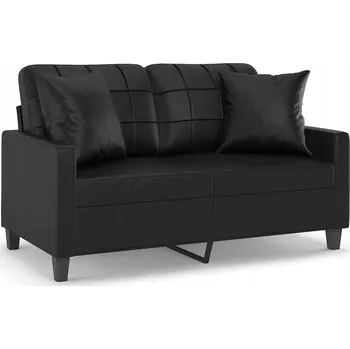 Pohovka Černá pohovka pro 2 osoby s ozdobnými polštáři, rozměry 138x77x80 cm