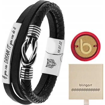 Náramek Dámský kožený náramek s gravírováním a uzlem OCEL