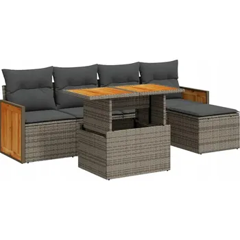 Modulární zahradní nábytek, šedý PE ratan, 55x62x69 cm