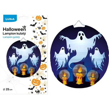 Lampion kulatý Luma Halloween, 25cm, duch
