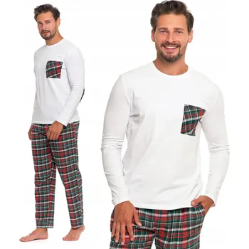 Pánské pyžamo PÁNSKÉ PYŽAMO S DLOUHÝMI KOSTKOVANÝMI KALHOTAMI DÁREK KLASICKÉ MORAJ M
