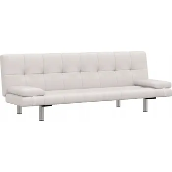 Pohovka Krémová pohovka s dřevěným rámem, 168 x 77 x 61,5-66 cm, s polštáři