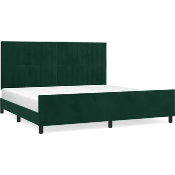 Postel Rám postele s čelem z tmavě zeleného sametu 203x206x118/128 cm