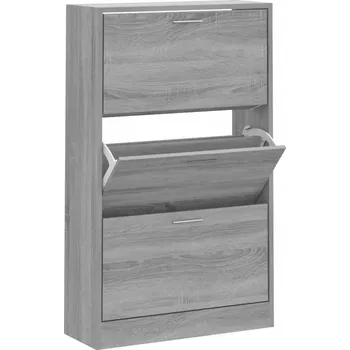 Botník Botník šedý dub sonoma 63 x 24 x 103 cm, 3 zásuvky