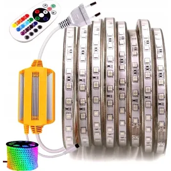 LED osvětlení NEONOVÁ LED PÁSKA RGB FLEX 230V SADA 5m + DÁLKOVÝ OVLADAČ