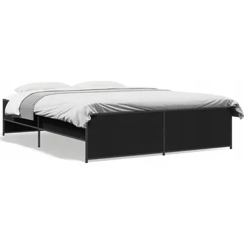 Postel Rám postele dřevěný černý 140x200 cm