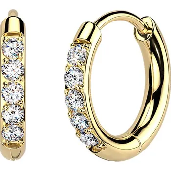 Náušnice Steel Edge Titanové náušnice kroužky s Moissanity SEMTRH01-8 Barva: Zlatá