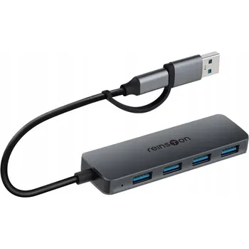 USB hub USB hub Reinston EHUB08 4v1 Pasivní šedý 4 porty USB 3.1