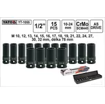 YATO Gola ořechy šestihranné kované prodloužené 1/2" sada 15 kusů 10-32mm YT-1055