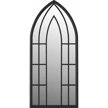 Zrcadlo Zrcadlo zahradní černé 100 x 45 cm, železný rám s efektem rzi
